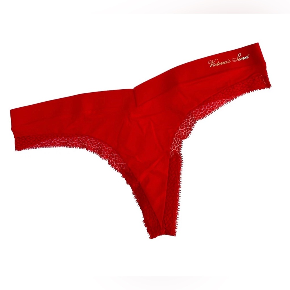 Incredible by Victoria's Secret Red Lace-Edged Thong